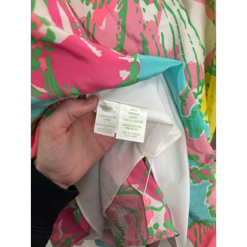 Lilly Pulitzer Maisy Blue Floral Silk Slip Dress Sz Small GS - Picture 6 of 7